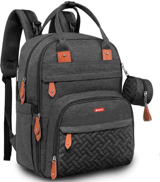 BOTC Luiertas – verzorgingstas – met buggymontage - slijtvaste - Met isoleervak - Inclusief verschoonmatras - Grijs van BOTC