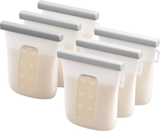 BOTC Moedermelk Bewaarzakjes - Herbruikbaar - 6 Stuks 240 ml - Lekvrij - Melk zakjes- BPA vrij - Transparent van Merkloos