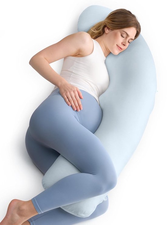 BOTC Zwangerschapskussen - Zijslaapkussen - Body Pillow - Kussen XL - Lightblauw van Merkloos