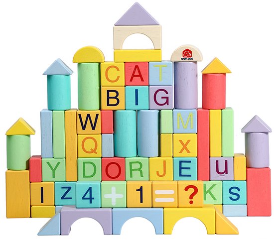 Bouwblokken hout naturel 84 stuks van Mentari