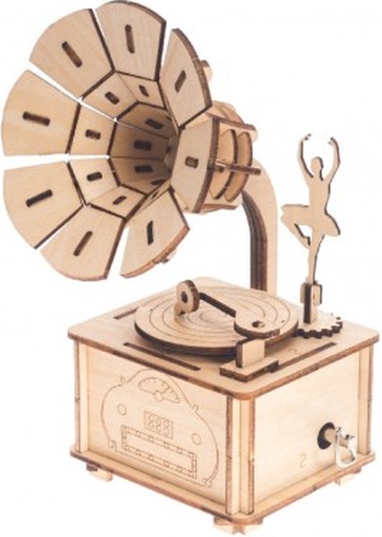 Bouwpakket Muziekdoosje Speeldoosje Grammofoon Balletdanseres/ Luidspreker- hout van Robotime