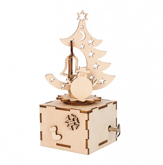 Bouwpakket Muziekdoosje Speeldoosje Kerst- hout van Robotime