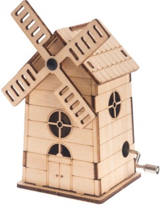 Bouwpakket Muziekdoosje Speeldoosje Molen- hout van Robotime