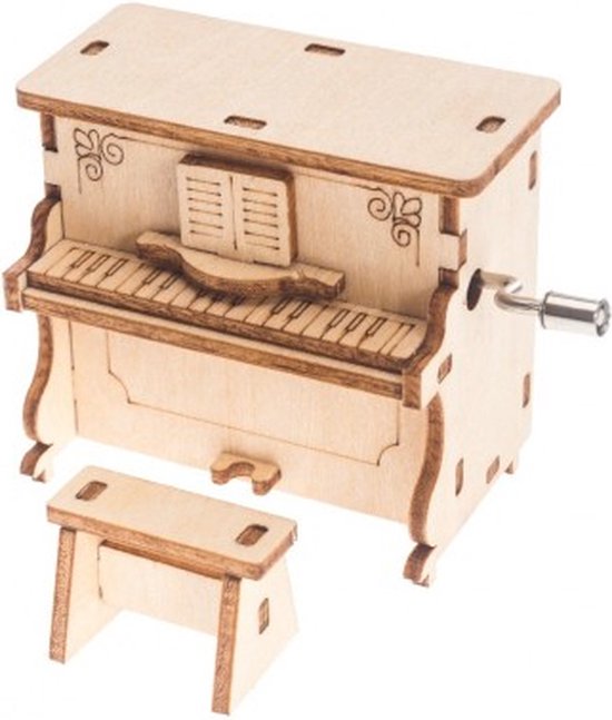 Bouwpakket Muziekdoosje Speeldoosje Piano- hout van Robotime