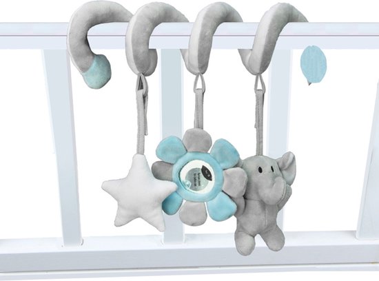 Boxspiraal - Olifantje - Activiteitenspiraal - Kinderwagen speelgoed - Babyspeelgoed - Rammelaar van $