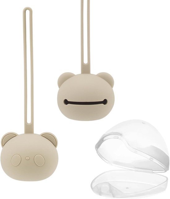 BPA-Vrije Siliconen Fopspeenhouder met Veilige Opslag en Ophangclip voor Baby's