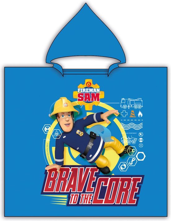 Brandweerman Sam Badponcho Junior Katoen 60 X 120 Cm Blauw van BRA