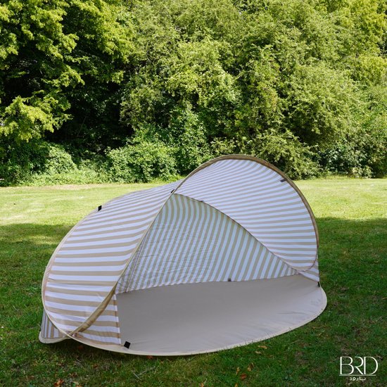 BRD® Outdoor | Pop-up Tent Ovaal Beige Gestreept inclusief opbergtas | Kampeertent Camping Strandtent Picknicktent picknick essentials van BRD