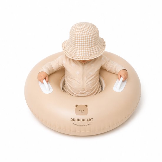 BRD Zwemring Beige Beer Zitje Opblaasbaar 2 tot 6 jaar 65 cm