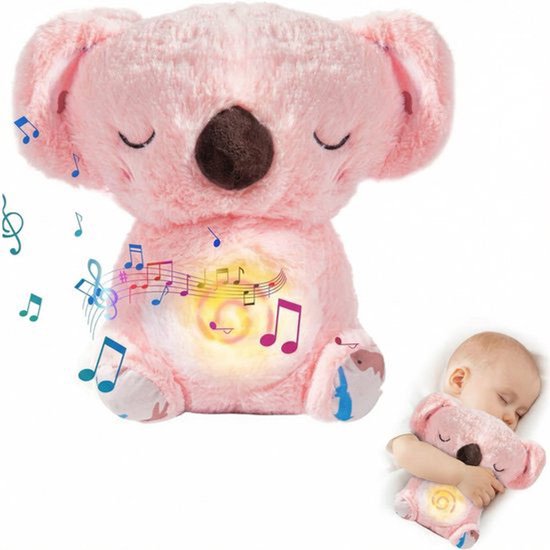 Breathing Koala Knuffel - Ademende Knuffel - Ademhaling Knuffel Koala - Kalmerend Koala Knuffel - Zacht speelgoed dat ademt met geluid reliëfpluche voor volwassenen en baby - Roze