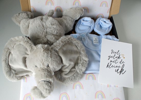 Brievenbus cadeau Knuffel Olifant - cadeau baby - cadeau jongen - kraamcadeau van Merkloos