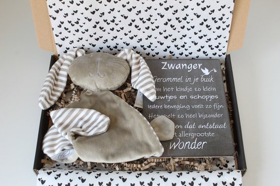 Brievenbus cadeau Knuffelkonijn grijs - kraamcadeau - cadeau baby - cadeau zwangerschap van BamBam