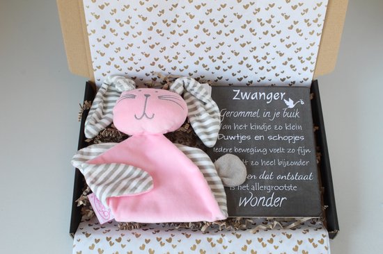 Brievenbus cadeau knuffelkonijn roze - cadeau zwangerschap - kraam cadeau - babyshower van BamBam