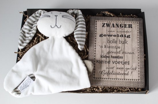 Brievenbus cadeau Knuffelkonijn wit - kraam cadeau - cadeau zwangerschap van Bellanova Gifts