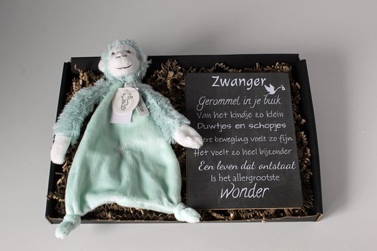 Brievenbus cadeau Monkey Micky - knuffel doek - cadeau zwangerschap van Joybaar