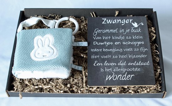 Brievenbus cadeau Nijntje green, buggyboekje, tekstbord zwangerschap, nijntje tiamo knit green, cadeau baby van Nijntje