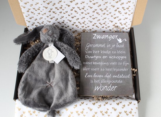 Brievenbus cadeau Rabbit Richie Dark Grey - cadeau zwangerschap - kraamkadeau- babyshower van Happy Horse