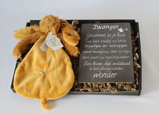 Brievenbus cadeau Rabbit Richie Oker - cadeau zwangerschap - cadeau baby - happy horse van Happy Horse
