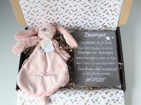 Brievenbus cadeau Rabbit Richie Old Pink - cadeau zwangerschap - babycadeau - cadeau meisje - babyshower - kraamkado van Happy Horse