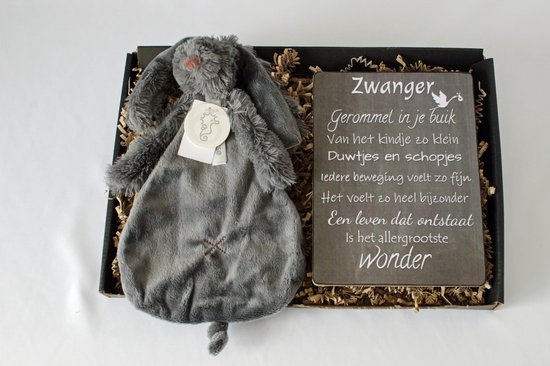 Brievenbus cadeau Richie Rabbit Dark Grey -Happy horse - cadeau zwangerschap - kraamcadeau - cadeau baby van Happy Horse