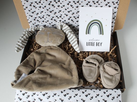 Brievenbus cadeau 'Welcome little boy - cadeau baby jongen - knuffel met naam - origineel kraam cadeau