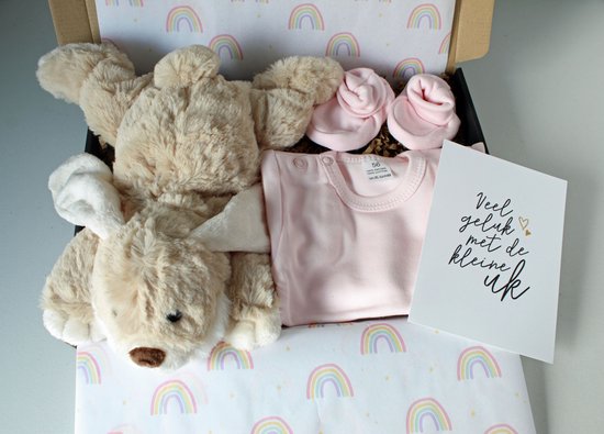 Brievenbuscadeau Knuffel Konijn - cadeau baby - cadeau meisje - kraamcadeau van Merkloos
