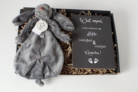 Brievenbuscadeau Rabbit Richie grijs - zwanger - kraamcadeau - baby - happy horse van Happy Horse