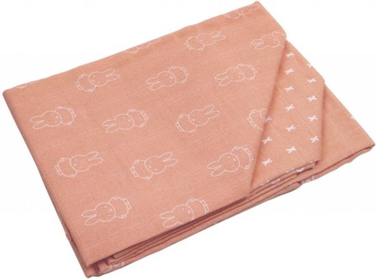 Briljant Baby Hydrofiele Doeken Nijntje Smile - 3 Stuks Hydrofiel Luiers - 70x70 cm - Coral Pink van Briljant
