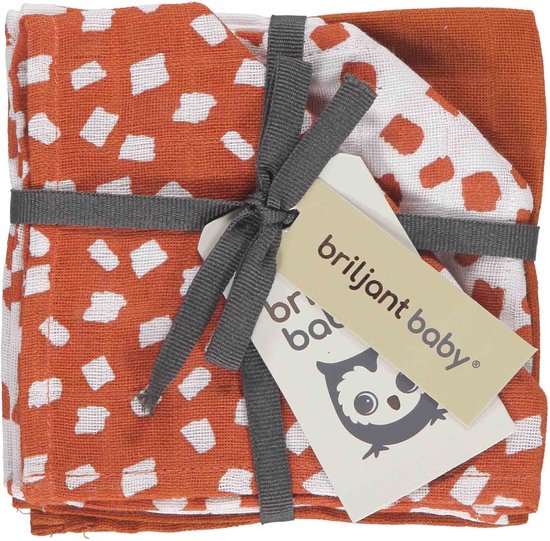 Briljant Baby - Monddoekjes Hydrofiel Flocks - 3 Stuks - 30x30 - Terra van Briljant
