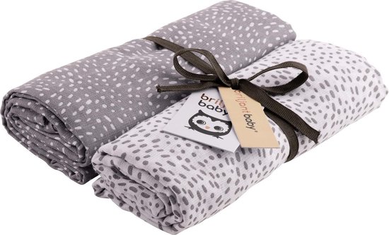 Briljant Baby Multidoek Hydrofiel XL Minimal Dots - Swaddle - Inbakerdoek - 120x120 - Grijs van Briljant