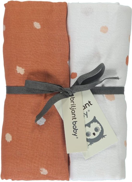 Briljant Baby Multidoek Hydrofiel XL Sunny - Swaddle - Inbakerdoek - 120 x 120 - Terra - 2 Stuks van Merkloos