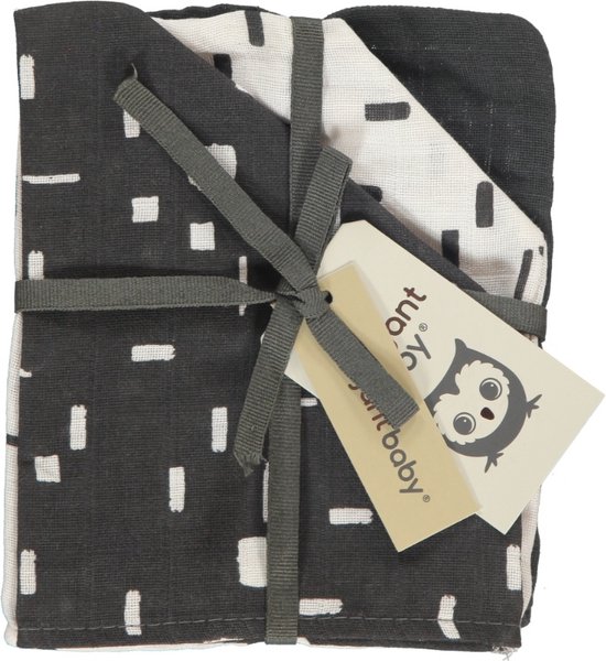Briljant Baby - Washandje Hydrofiel 17 x 20 - Art - Dark Grey - 3 Stuks van Briljant