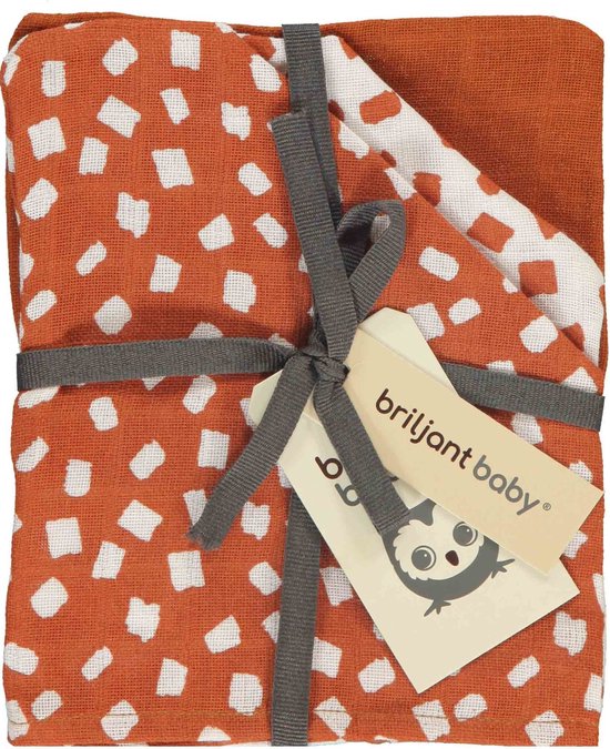 Briljant Baby - Washandjes Hydrofiel 17x20 - Flocks - 3 Stuks - Terra van Briljant