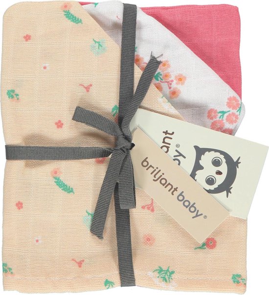 Briljant Baby- Washandjes Hydrofiel Flower (set van 3) van Briljant