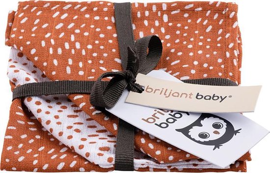 Briljant Baby - Washandjes Hydrofiel Minimal Dots (3pack) - Terra van Briljant