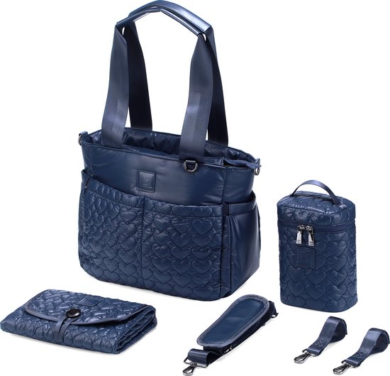 Brisby Florence Slijtvaste Luiertas - Schoudertas - Verzorgingstas - incl. Koeltas, Verschoonmatje & Kinderwagenhaken - Nylon - Blauw van Brisby