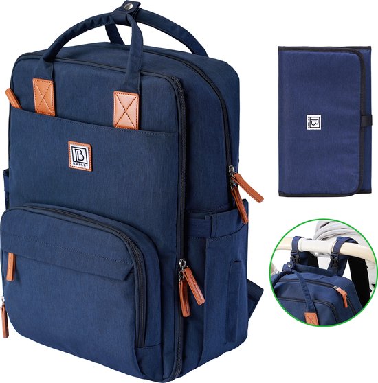 Brisby slijtvaste Luiertas - verzorgingstas - met buggymontage - Donkerblauw van Brisby