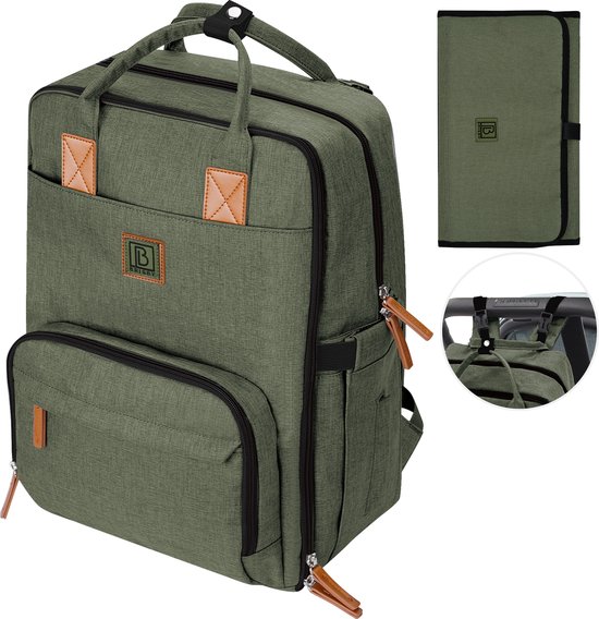 Brisby slijtvaste Luiertas – verzorgingstas – met buggymontage - Groen van Brisby
