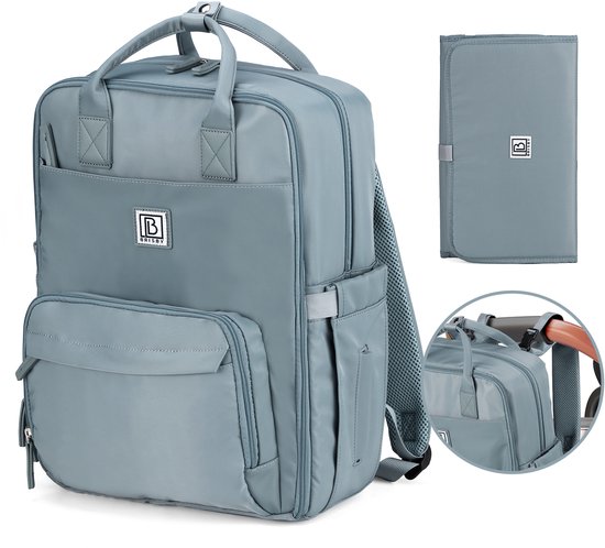 Brisby slijtvaste Luiertas - verzorgingstas - met buggymontage - Mist Blue van Brisby