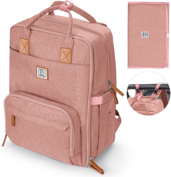 Brisby slijtvaste Luiertas – verzorgingstas – met buggymontage - roze van Brisby