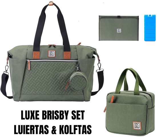 Brisby Weekender Luiertas Groen & 4L Kolftas Koeltas Groen – Praktisch, stijlvol en gebouwd voor elk avontuur vanaf dag één – Levenslange Garantie van Brisby