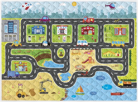 Brisby Zware Kwaliteit Speelkleed, Speelmat Anti slip en Wasbaar 150 x 200 cm. – Autobaan van Brisby