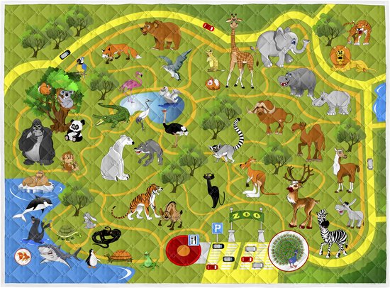 Brisby Zware Kwaliteit Speelkleed, Speelmat Anti slip en Wasbaar 150 x 200 cm. – Dierentuin van Brisby