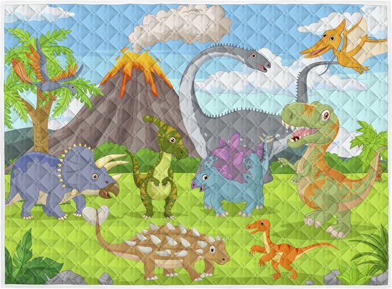 Brisby Zware Kwaliteit Speelkleed, Speelmat Anti slip en Wasbaar 150 x 200 cm. - Dinosaurus van Brisby