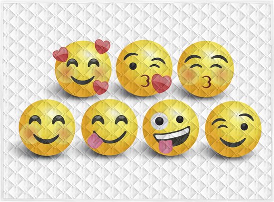 Brisby Zware Kwaliteit Speelkleed, Speelmat Anti slip en Wasbaar 150 x 200 cm. - Emoticons / Smiles van Brisby
