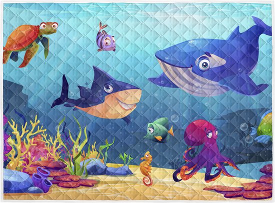 Brisby Zware Kwaliteit Speelkleed, Speelmat Anti slip en Wasbaar 150 x 200 cm. – Sealife 1 van Brisby
