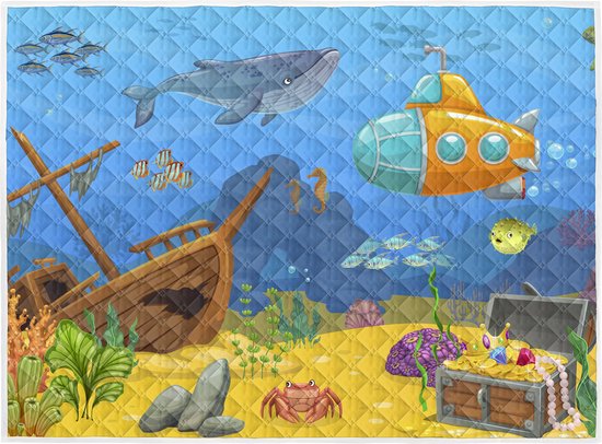 Brisby Zware Kwaliteit Speelkleed, Speelmat Anti slip en Wasbaar 150 x 200 cm. – Sealife 2 van Brisby