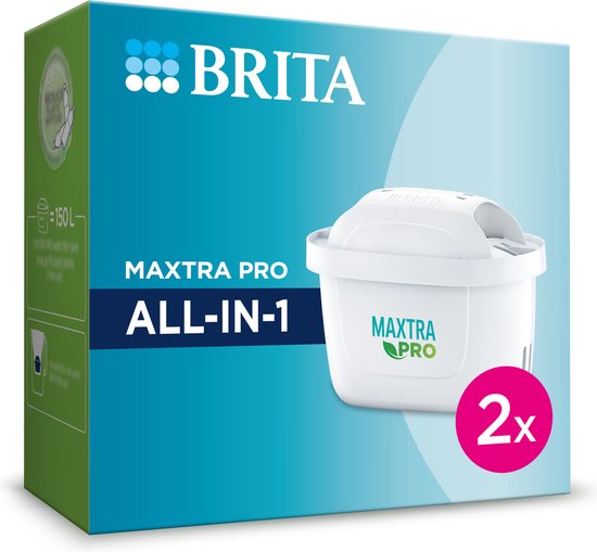 BRITA MAXTRA PRO AIO Filterpatronen – 2 Stuks – Pure Smaak, Vermindert PFAS en Chloor van BRITA
