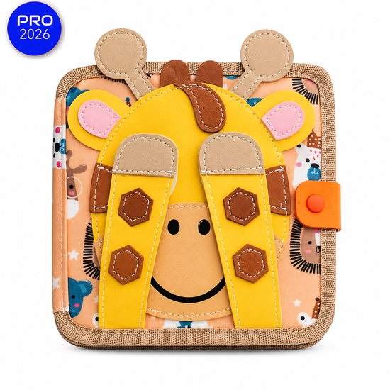 Brivano Montessori Educatiefboek - Montessori Boek - Brivano Montessori Boek - Montessori Activiteitenboek - Montessori Vilt Busy Book Giraf – Educatief Voelboek voor Baby's en Peuters