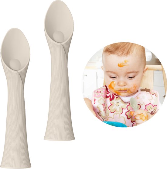 Broemba Baby Lepel met zuignap - 100% siliconen Oefenlepel - Baby Bestek - Baby Lepeltjes - 2 stuks van Merkloos
